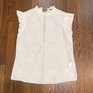 1. State Cream Eyelet Ruffle Sleeve Blouse